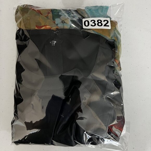 Black M Vegan Leather Cutout Floral Chiffon Maxi Sleeveless Dress Feminine Edgy - Picture 15 of 15